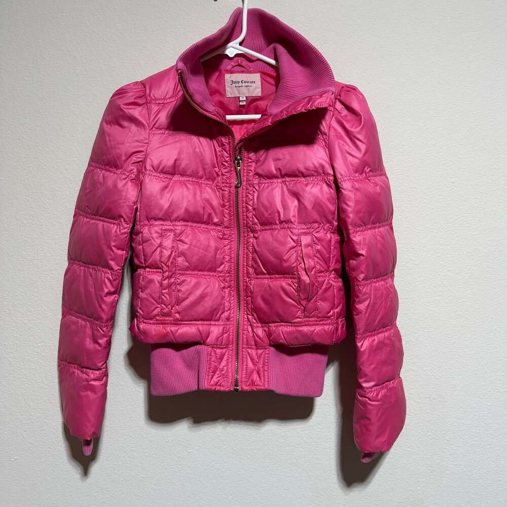 Juicy Couture Passion Pink Puffer Bomber Jacket XS